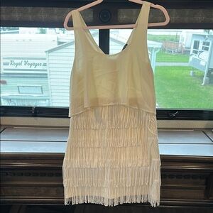 American Eagle Outfitters Cream Tiered Sheath Mini Dress